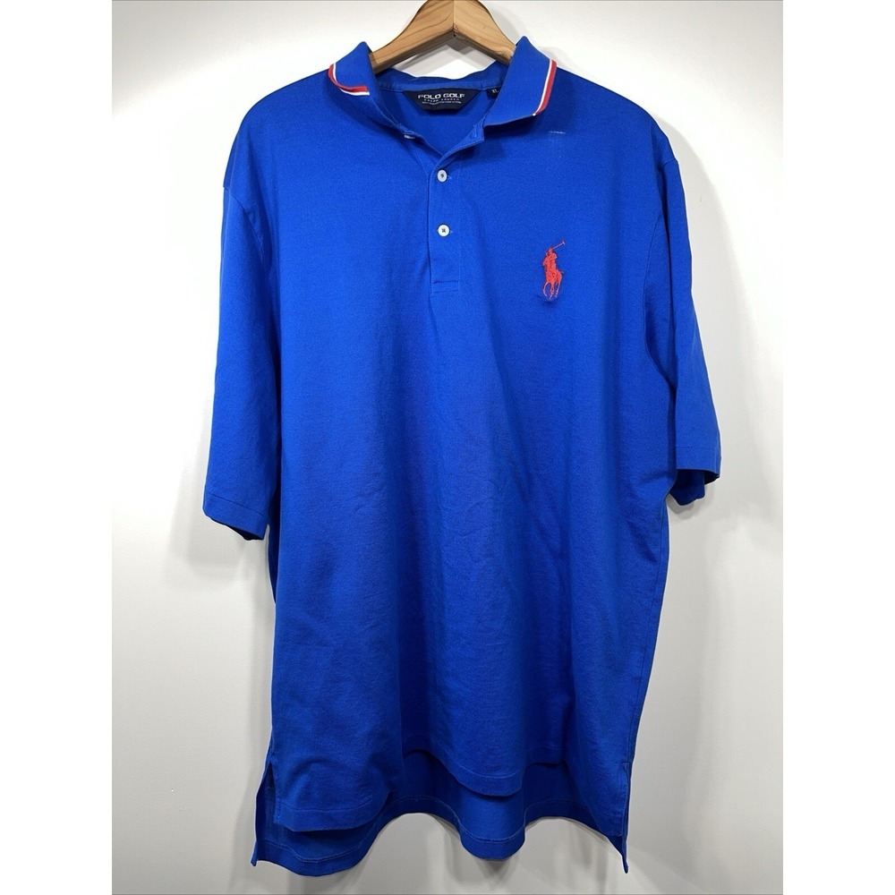 Vtg Polo Golf Ralph Lauren Mens Big Pony Red Rare Shirt Blue XL Office Casual